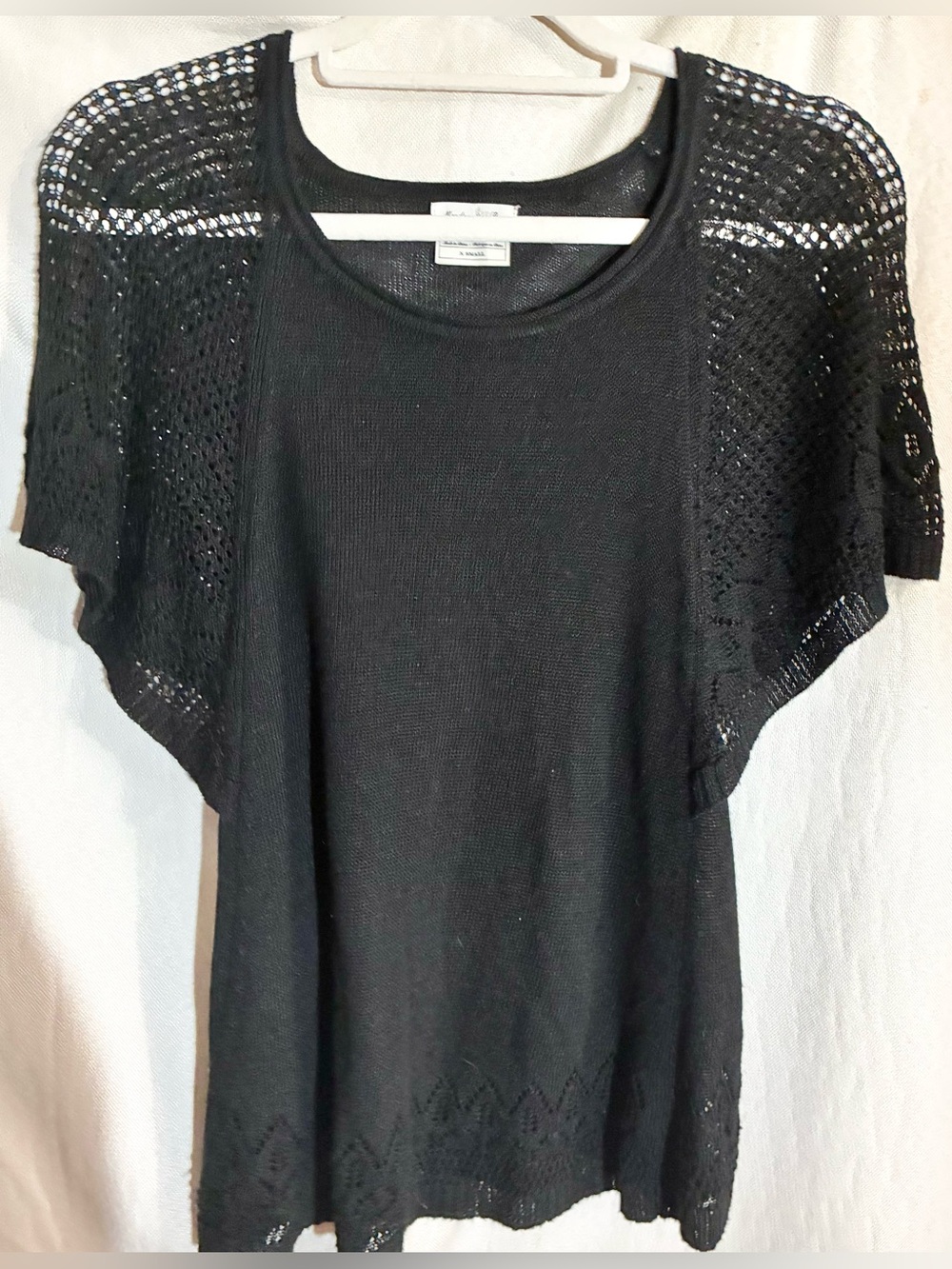 Anthropologie Crochet Winged Sweater Sz XS Open Knit Fly Away light Trendy Knit
